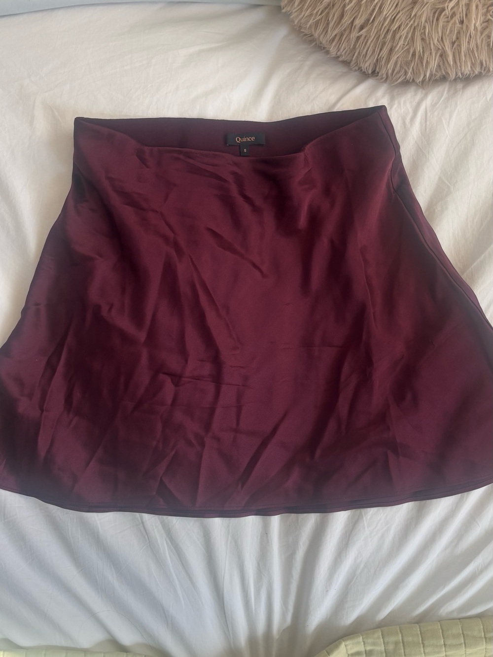 Quince Womens Burgundy 100% Silk A-Line Skirt